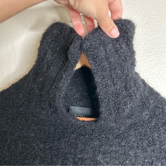 Smythe x Augden Handknit Split Collar Sweater Black Boucle medium - Picture 3 of 10